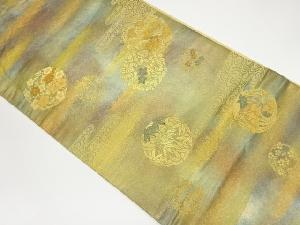 引箔丸文に松竹梅・花々模様織出し袋帯